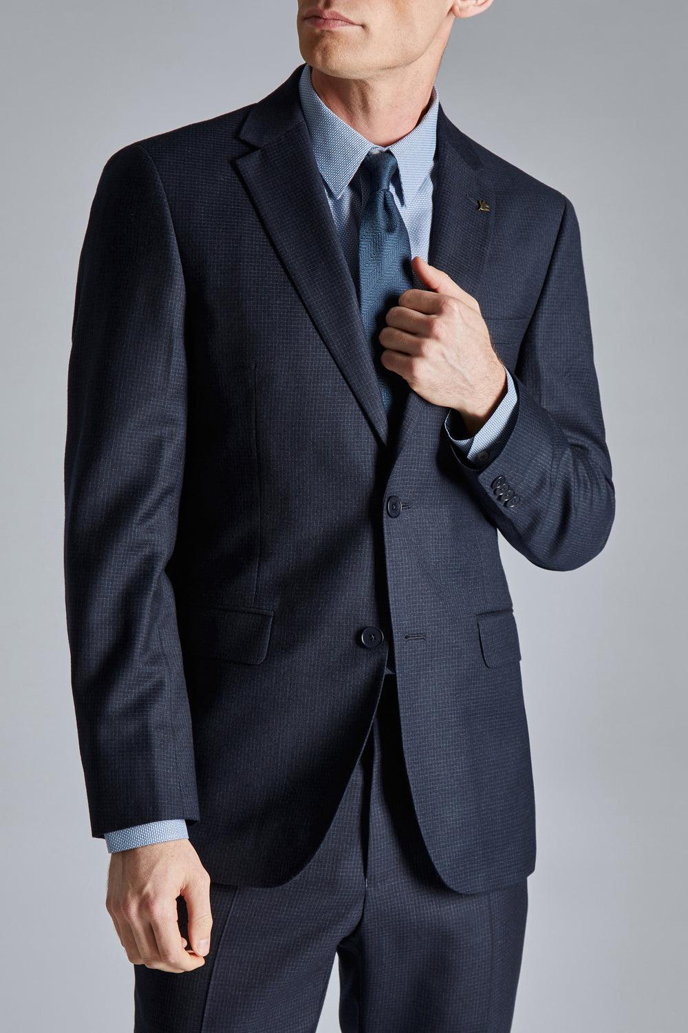 Vestes Ted Baker CANISJS - Grid Check Regular Fit Suit Homme Bleu Marine | Paris  25638-YZBF