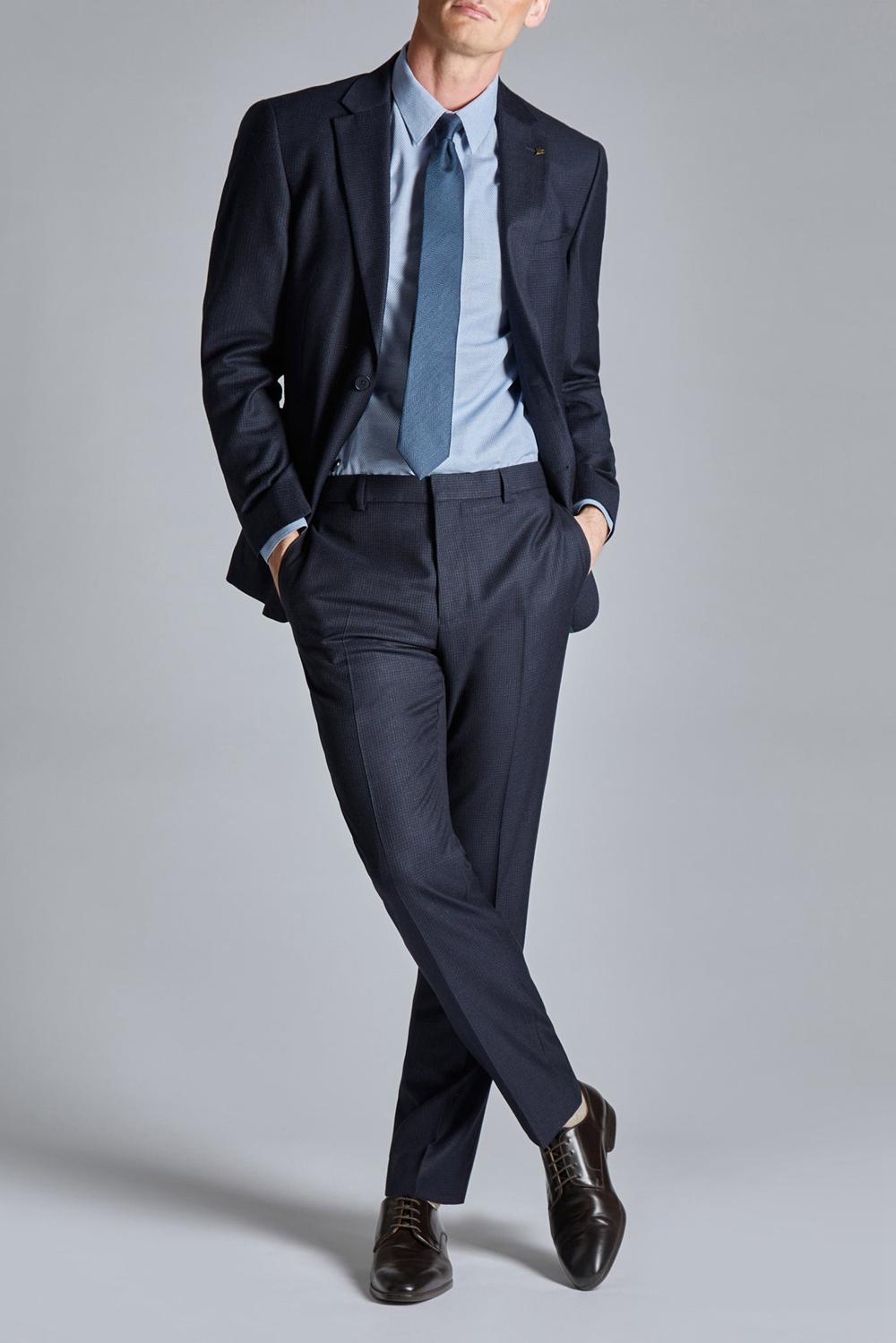 Vestes Ted Baker CANISJS - Grid Check Regular Fit Suit Homme Bleu Marine | Paris  25638-YZBF