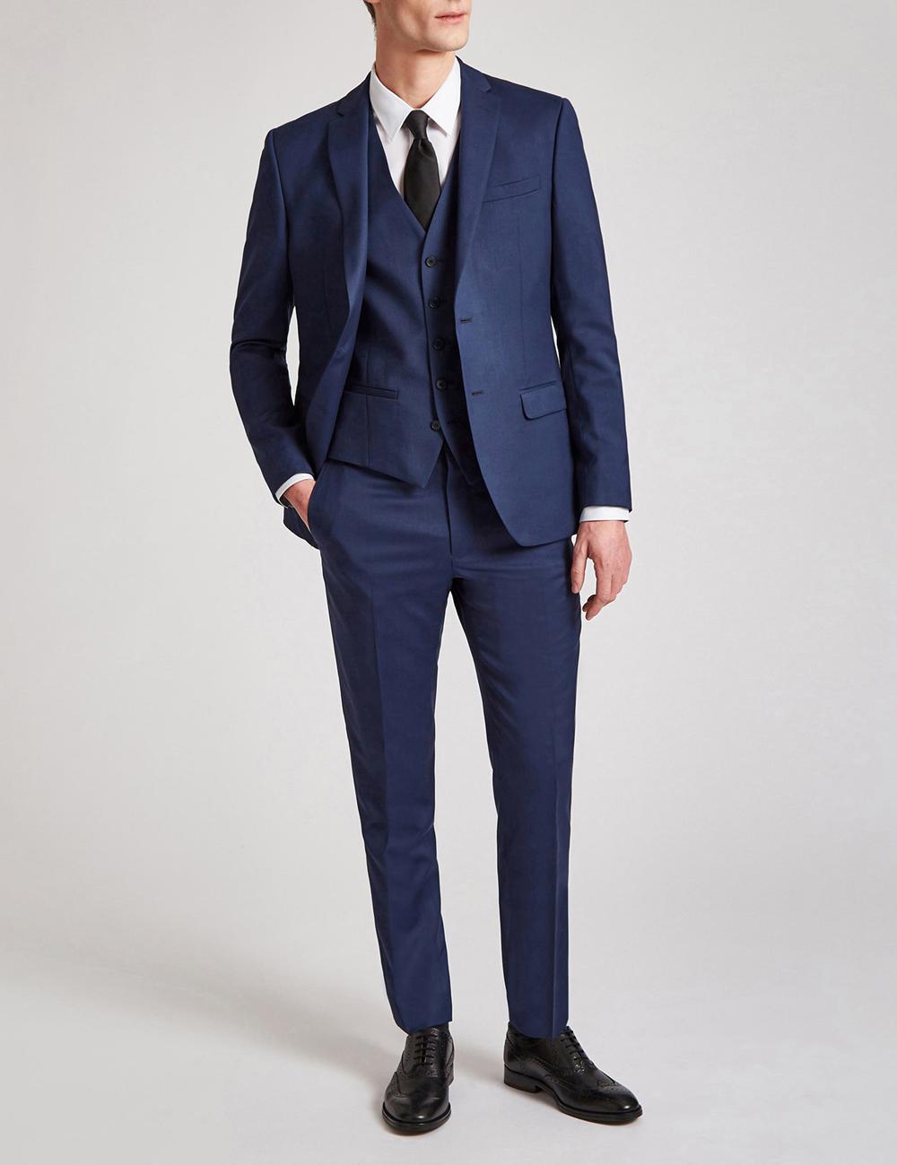 Vestes Ted Baker FINLAYJS - Twill Wool Slim Fit Suit Homme Bleu | Paris  59427-VUEP