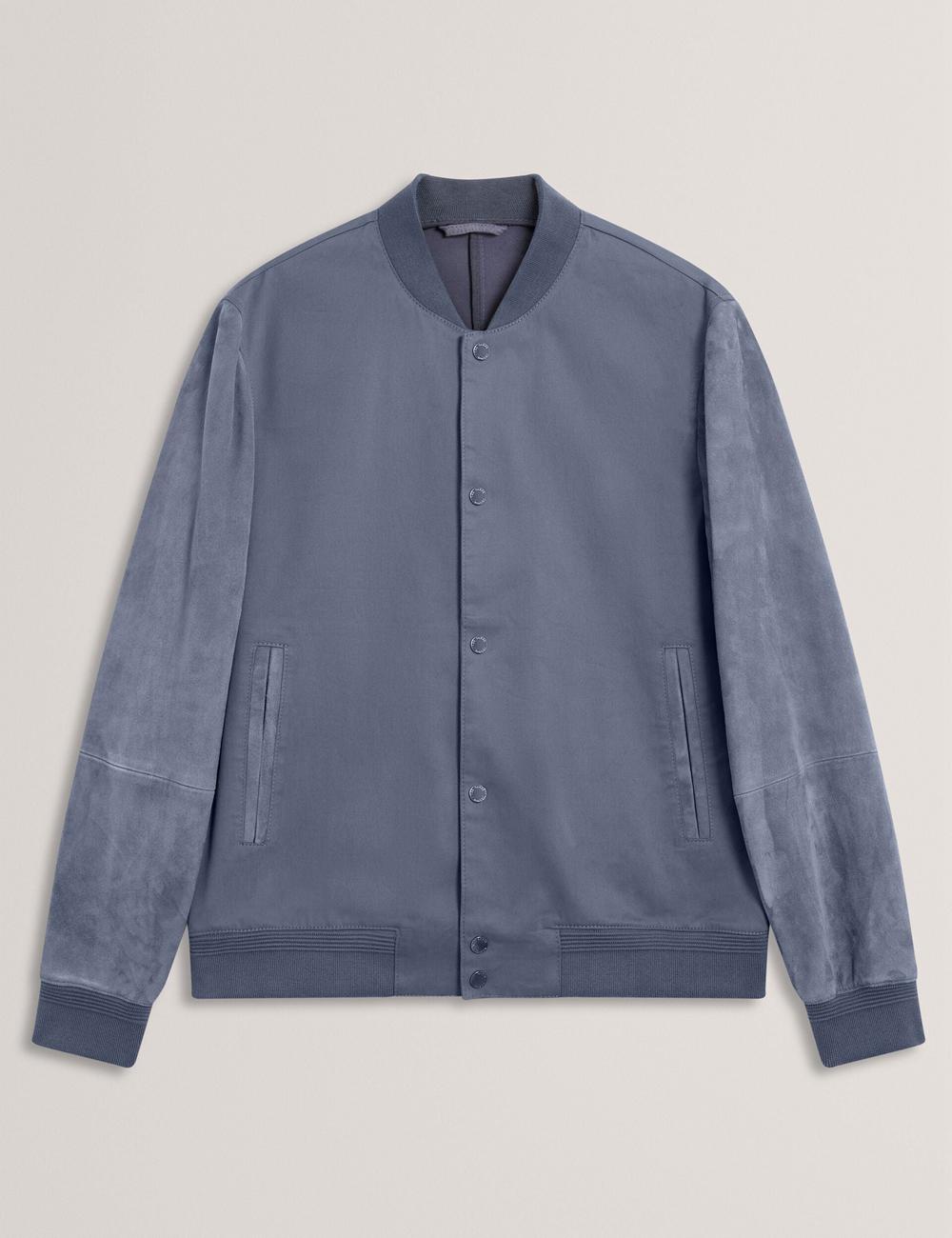 Vestes Ted Baker LIAMS - Cotton Twill & Suede Bomber Homme Bleu | Paris  54027-QUEN