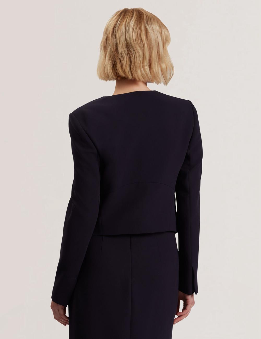 Vestes Ted Baker MANABJL - Tailored Round Neck Cropped Open Femme Bleu Marine | Paris  30459-QSAX