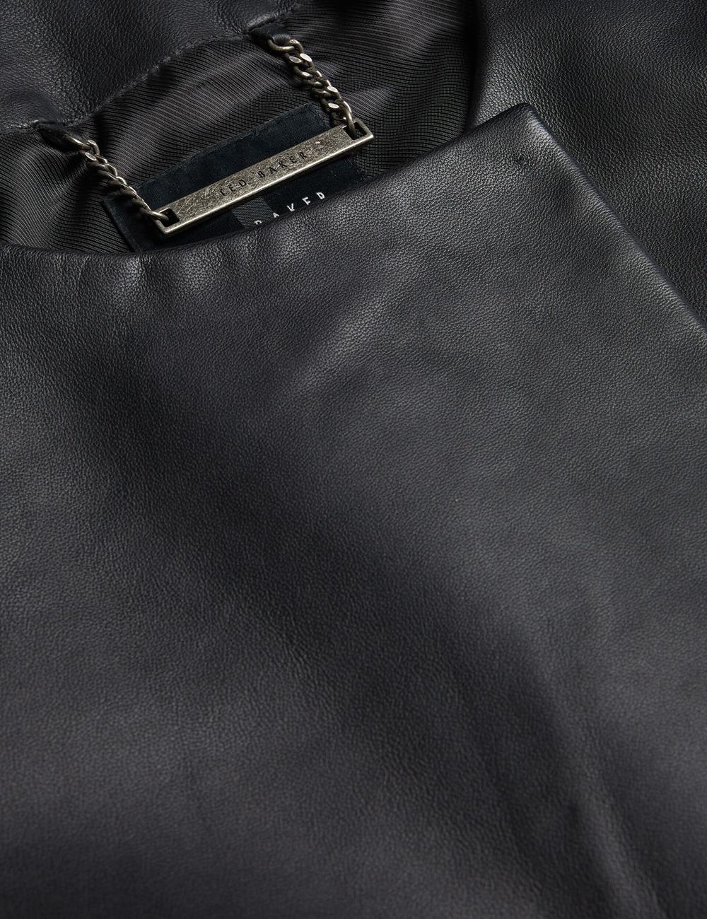Vestes Ted Baker OBINO - Cropped Sleeve Open Leather Femme Noir | Paris  95673-FIKN