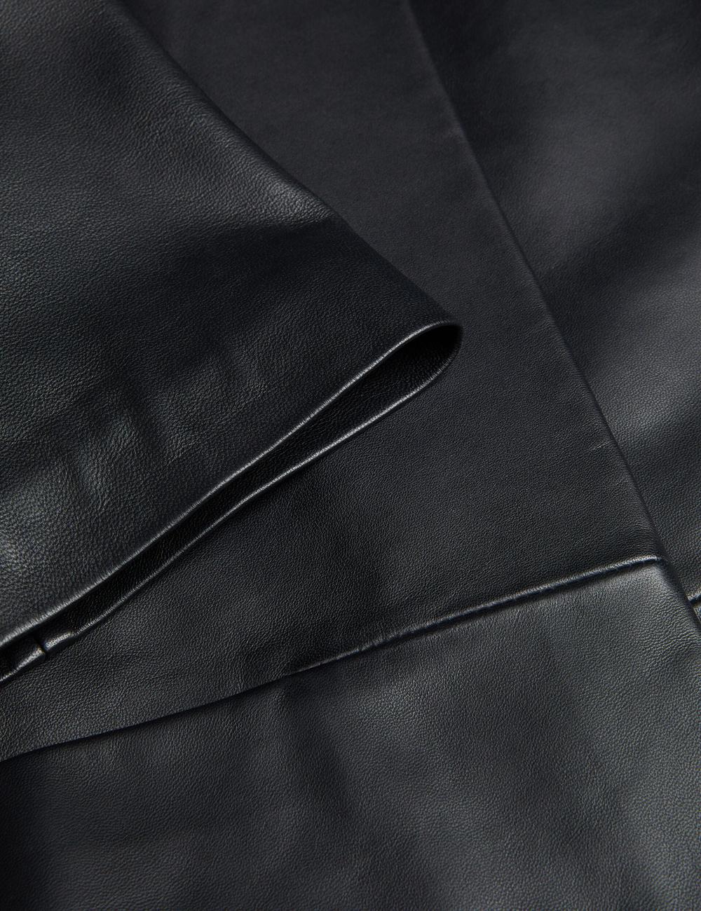 Vestes Ted Baker OBINO - Cropped Sleeve Open Leather Femme Noir | Paris  95673-FIKN