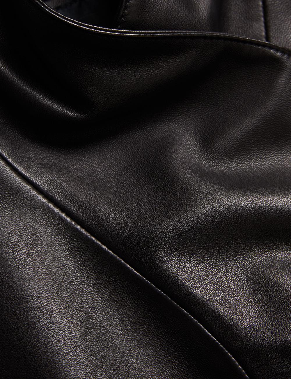 Vestes Ted Baker RIYOZE - Wrap Front Cropped Leather Femme Noir | Paris  20657-AWLR