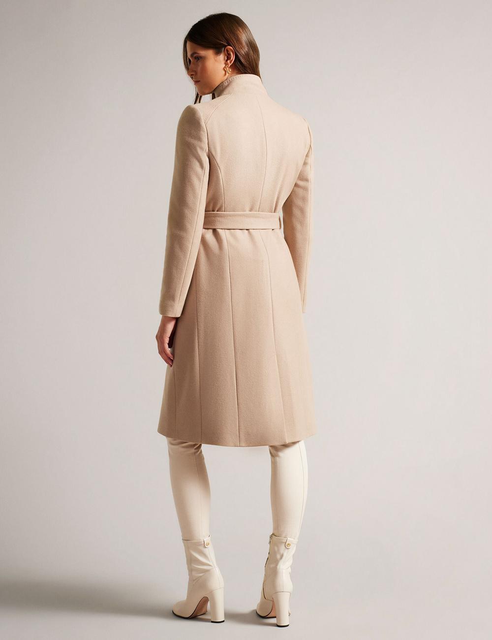 Vestes Ted Baker ROSE - Midi Length Belted Wool Wrap Coat Femme Camel | Paris  74563-UXCQ