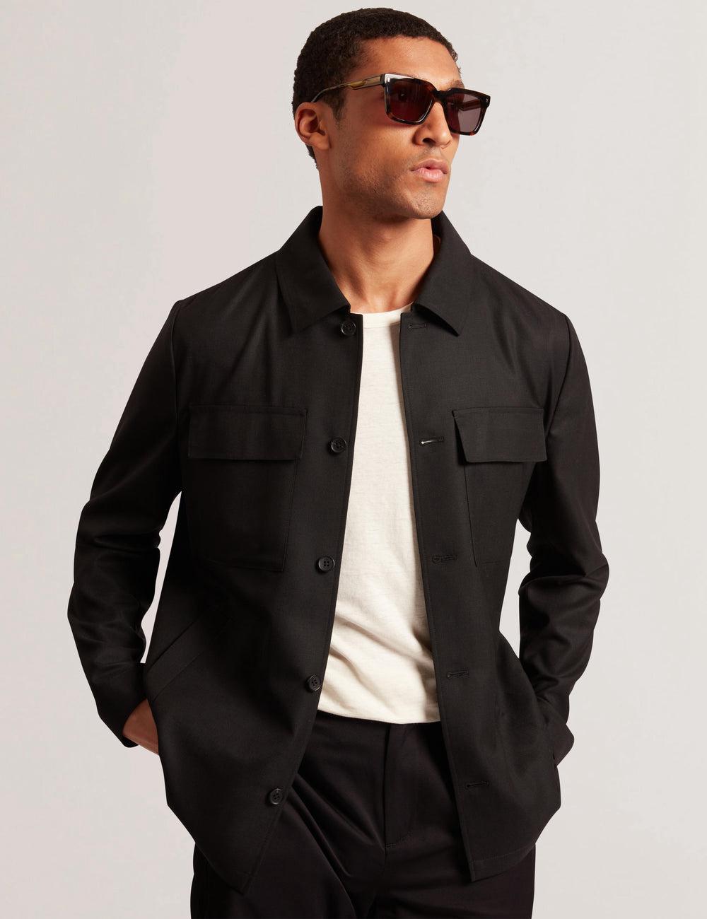 Vestes Ted Baker SELWYNJ - Lightweight Wool Blend Homme Noir | Paris  91470-IRFN