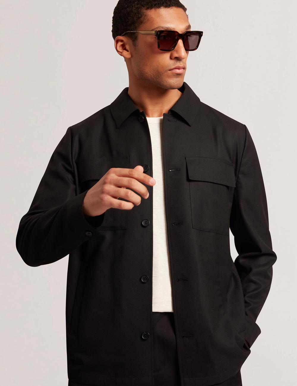 Vestes Ted Baker SELWYNJ - Lightweight Wool Blend Homme Noir | Paris  91470-IRFN