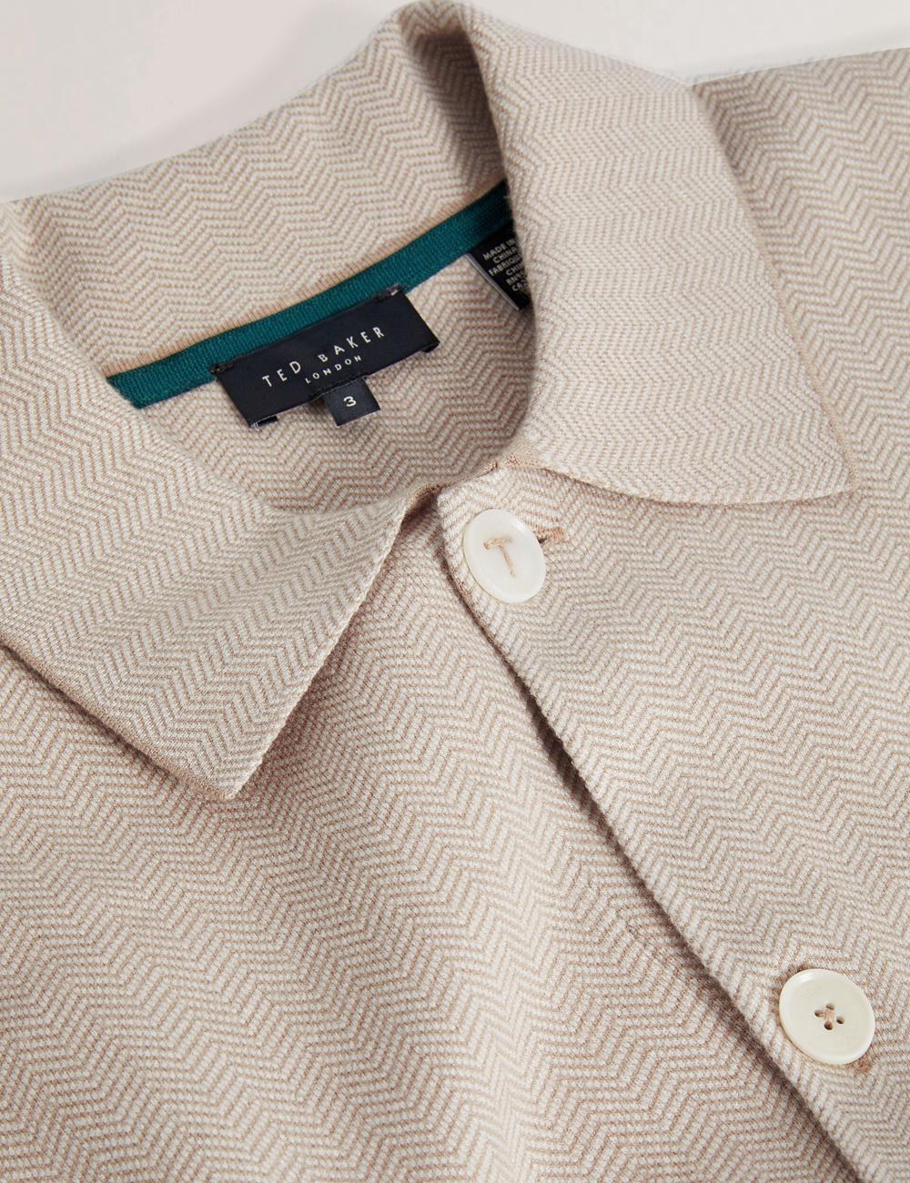 Vestes Ted Baker THIMON - Herringbone Knit Button-Up Homme Taupe | Paris  76459-LHPU