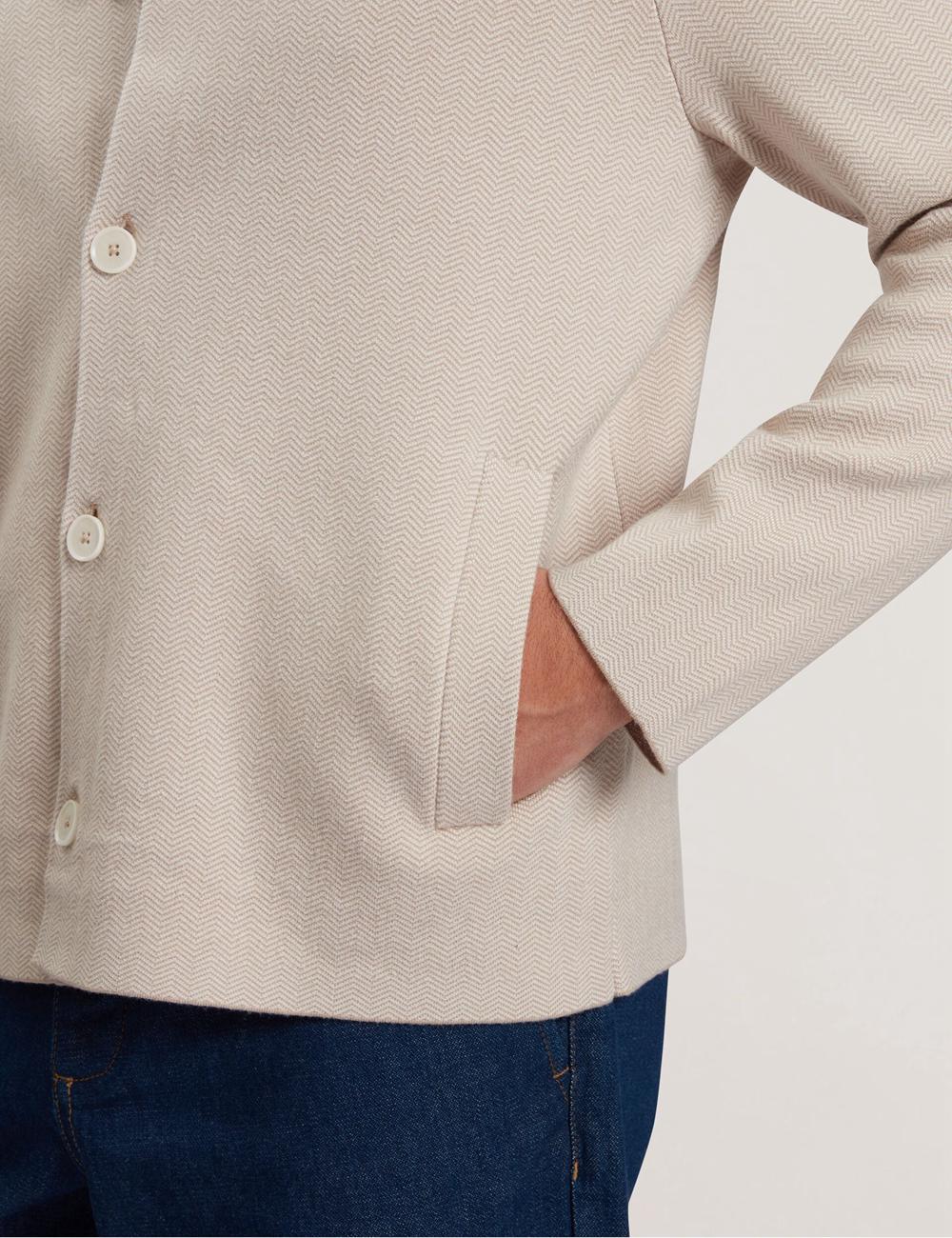 Vestes Ted Baker THIMON - Herringbone Knit Button-Up Homme Taupe | Paris  76459-LHPU