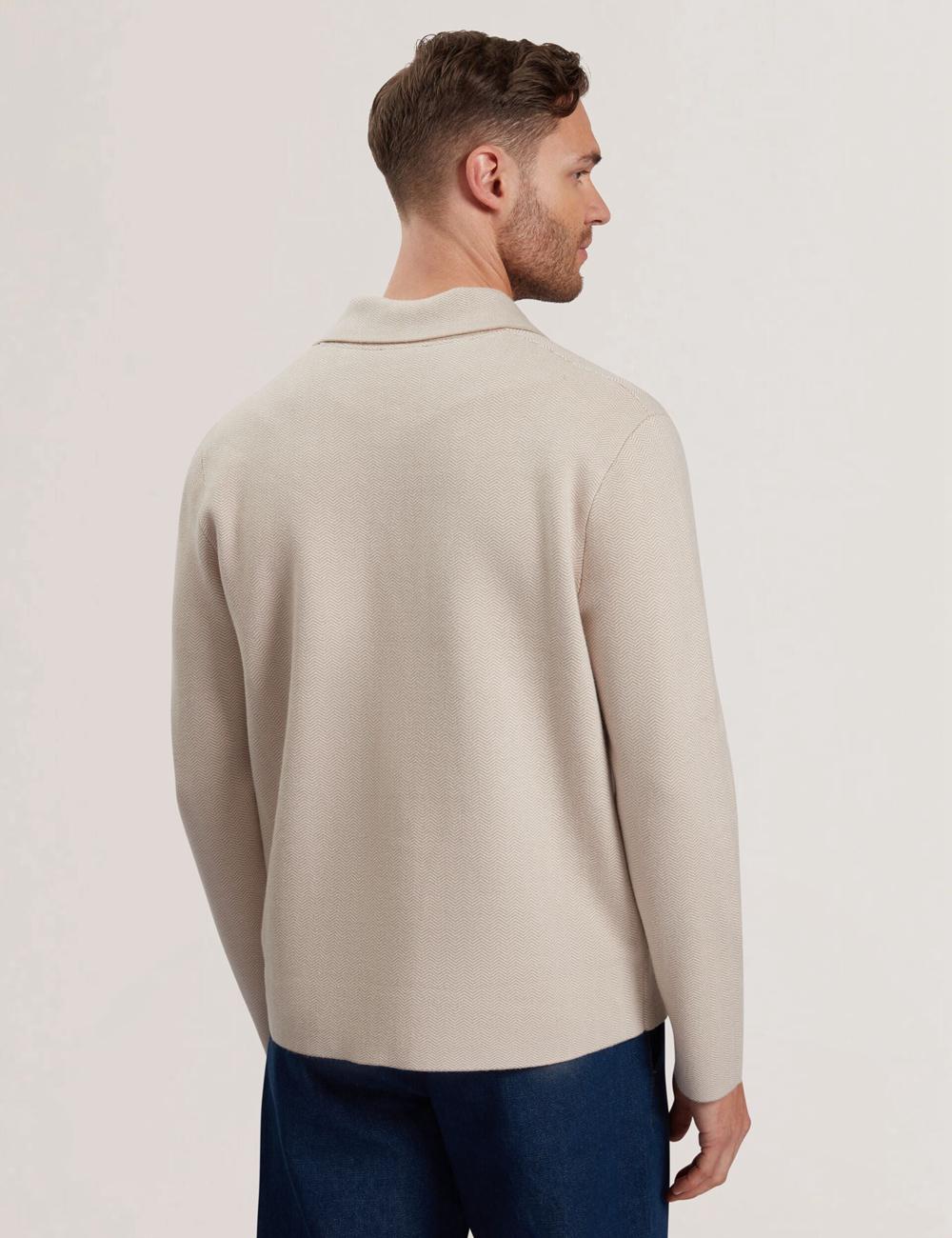 Vestes Ted Baker THIMON - Herringbone Knit Button-Up Homme Taupe | Paris  76459-LHPU