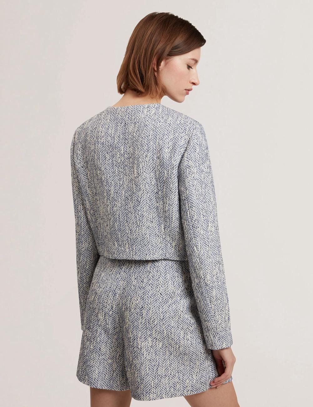 Vestes Ted Baker VULPA - Boucle Button-Up Cropped Tailored Femme Bleu | Paris  81394-GZNW